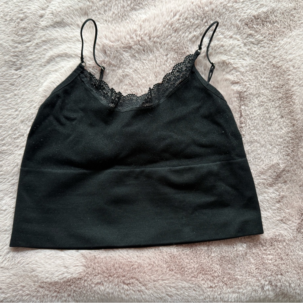 Black Lace Trim Cami Top